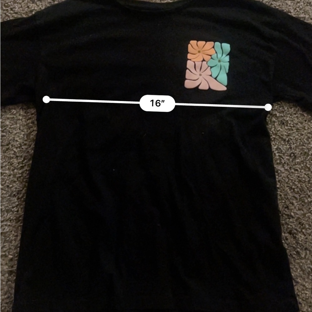 Wonder Nation Black Tee with Floral Pocket Design